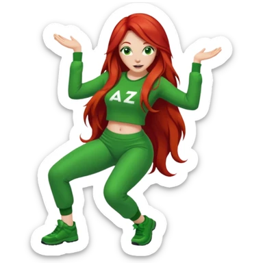  lady twerking with long red hair and green 420 outfit sticker
