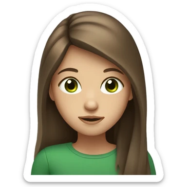 girl with long brown hair and green eyes sticker