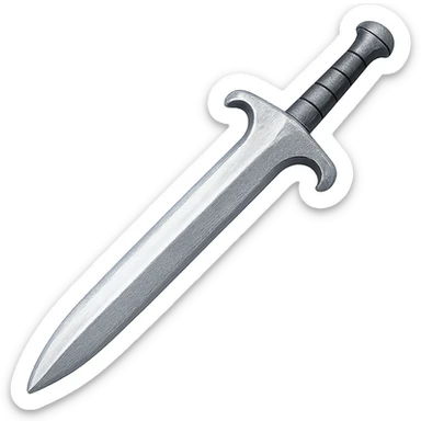 Recolor this iron sword to steel: make it slightly lighter, crisp, and shiny, keep the same shape, realistic metallic steel, emoji style, transparent background. sticker