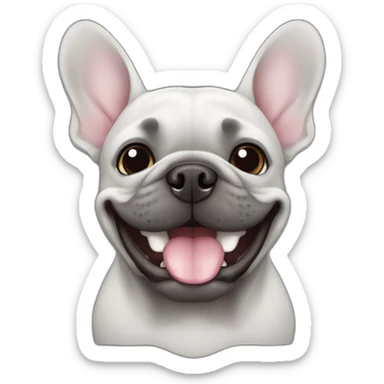 Dark Grey French bulldog smiling face sticker