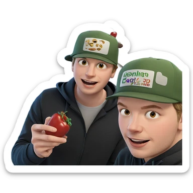 boys enjoying food together sticker