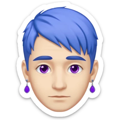 blue haired man with purple earrings sticker