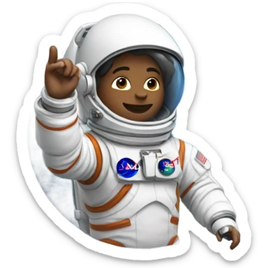Astronaut waving, cropped above the chest, in the style of Apple Emoji sticker