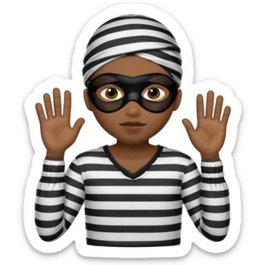 A theif robber emoji,Stripped shirt,eye mask, black head. sticker