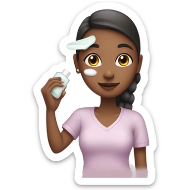 Girl putting on skin care sticker