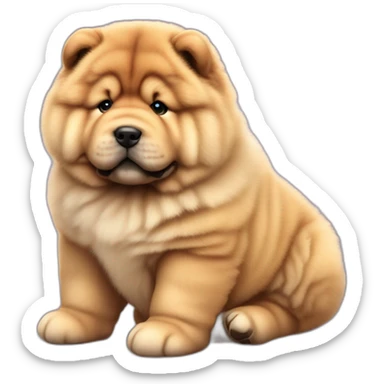Chow chow pup, young cute,furry shiny dog cute, realistic, young,sitting on floor, beautiful picture, 4k, 16k sticker