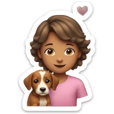 a young child with a dog and heart sticker