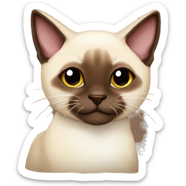 Funny chocolate seal point Siamese cat emoji anime style sticker