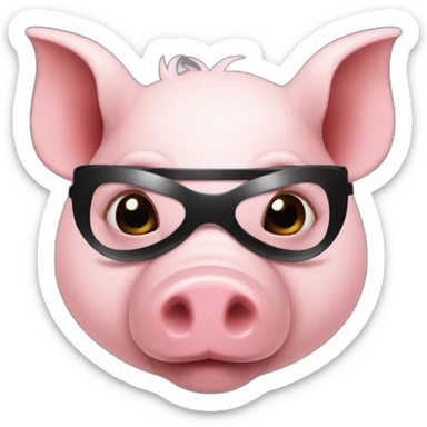 Pig with black blindfold and horns sticker