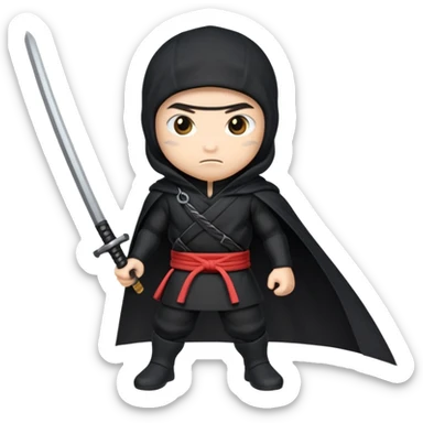 Emoji de ninja capa blanca y la espada  sticker