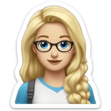 girl nerd blue eyes blond sticker