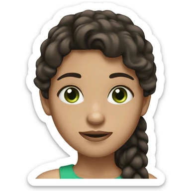 Girl with dark brown hair and green /blue heterohromia eyes  sticker