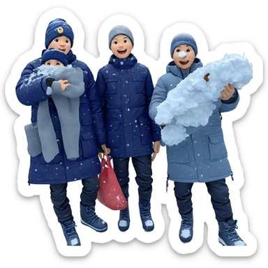 boys playing in the snow sticker