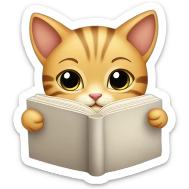 cute baby cat reading a book sticker