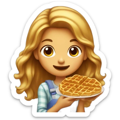 Girl eating waffle sticker