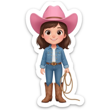 Pink cowboy girl sticker