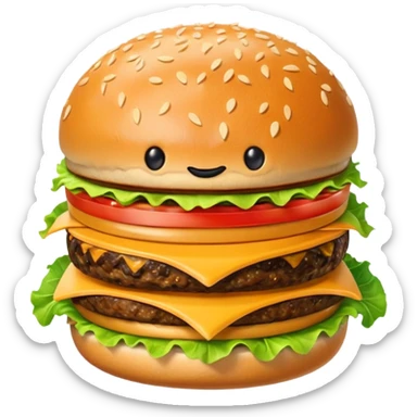 Burger and fries but separate and with faces sticker