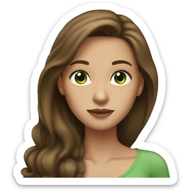 woman with long brown hair green eyes sticker
