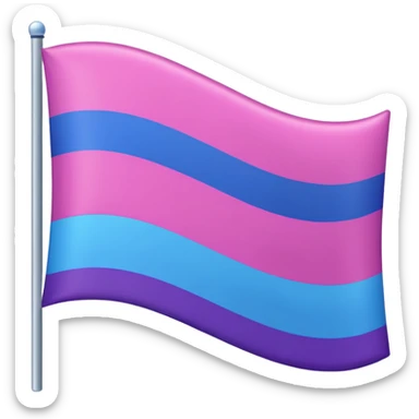 I want a flag, I want the first stripe at the very top of the flag to be pink 🩷. The middle stripe will be the color purple 💜. And finally the bottom stripe will be the color blue 💙. Only those three colors in that exact order. Make the colors more vibrant sticker