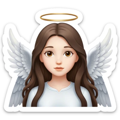 beautiful pale brunette girl with long hair with angel wings sticker