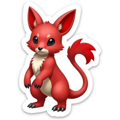 Cute cool black red animal hybrid Fakemon full body sticker