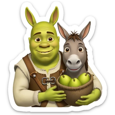 Shrek holding donkeys buřt sticker