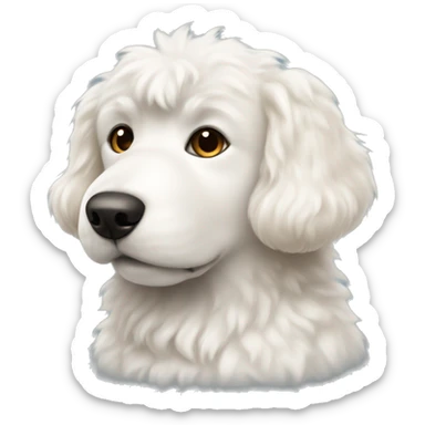 White fluffy dog with light brown spots and black eyes  sticker