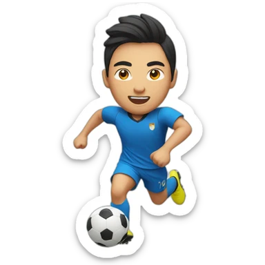 Asian soccer player running sticker