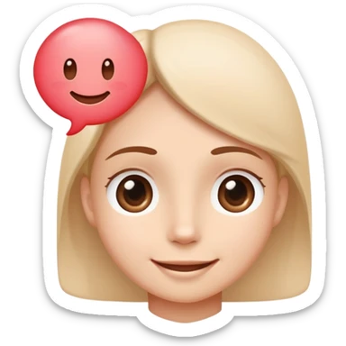 a smiling face with gentle, understanding eyes and a small speech bubble with a heart, expressing 'let's talk it out' to prevent conflict sticker
