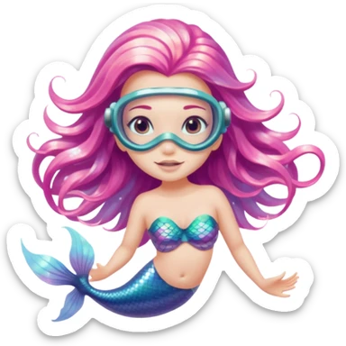Mermaid wearing a light pink snorkel mask sticker