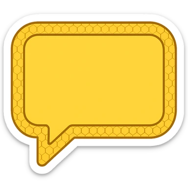 small yellow chat bubble, mostly rectangular with rounded edges, honeycomb pattern only on the outside border sticker