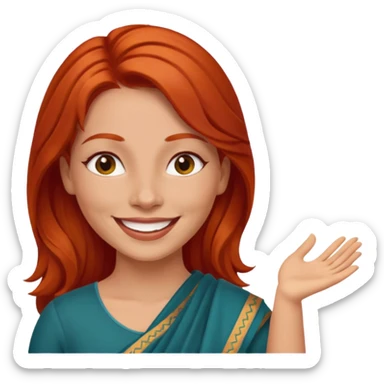 Red head woman praising Indian woman sticker
