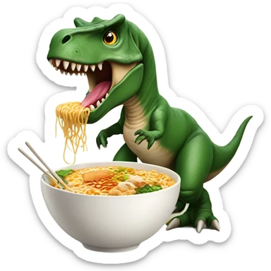 T rex with a Ramen bowl  sticker