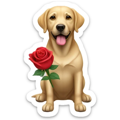 Labrador holding a rose sticker