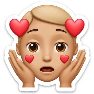 Pleading face with hearts sticker