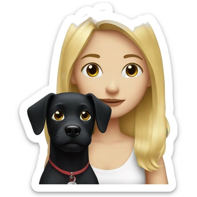 Blonde girl with black dog sticker