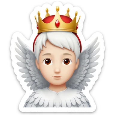 an angel with a red crown on his head, 4 wings sticker