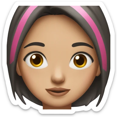 dark haired girl with pink stripes in hair and hazel eyes sticker