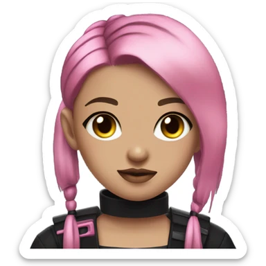 cyberpunk girl, pink twintails, black collar, black crop top sticker