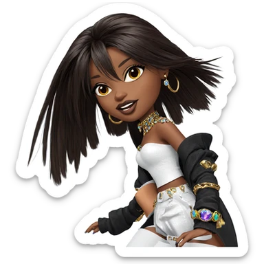 dark-skinned beauty with jewelry sticker