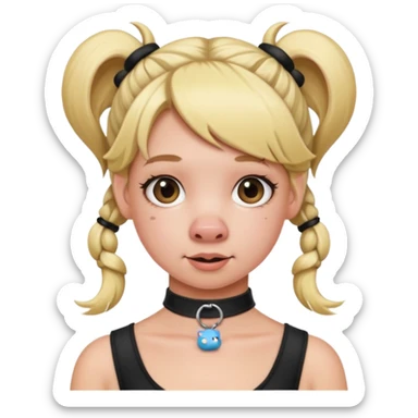 Blonde girl, wearing choker, pig tails sticker
