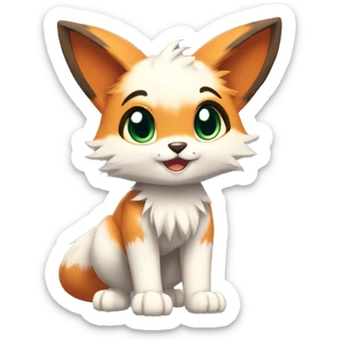 a anthro fur-sona chibi-style cat-fox-Fakémon-hybrid full body sticker