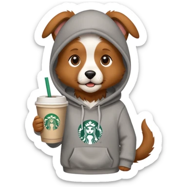 Dog with Starbucks wearing a hoodie  sticker