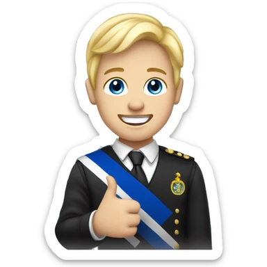 Male with blonde hair and blue eyes waving hand smiling with a Scotland flag 🏴󠁧󠁢󠁳󠁣󠁴󠁿  sticker