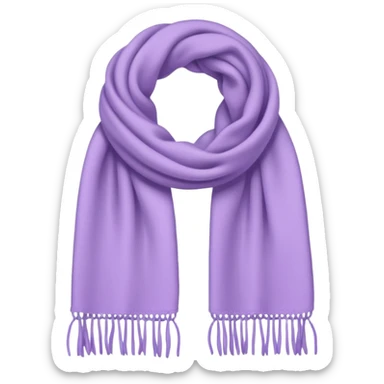 Realistic light pastel whitish purple lavender winter scarf isolated. sticker
