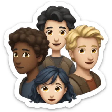 drama team with Agathe, Tung, Harry, and Clement sticker