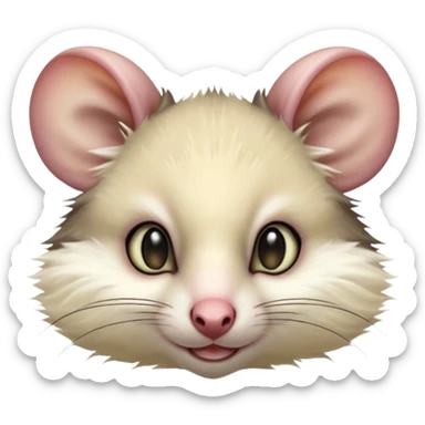 White soft natural realistic romantic vintage antique divine beautiful elegant pretty precious cute young youthful  Fakémon-Pokémon-alien-opossum-feline-rodent-hybrid-creature sticker