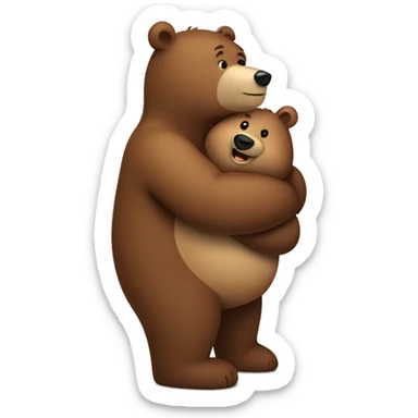 chubby girl bear hugging chubby brown bear  sticker