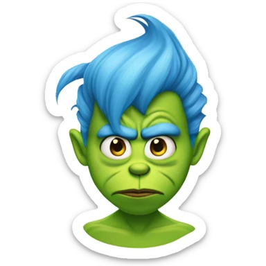 grinch with blue hair low taper fade  sticker