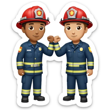 Fireman and Paramedic standing together and making fist bump  sticker